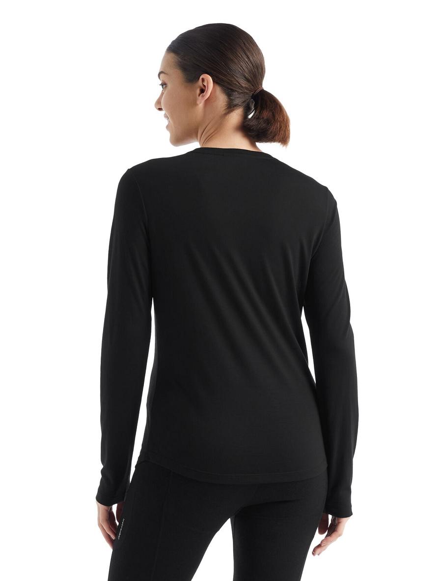 Black Icebreaker Merino Sphere II T-Shirt Women's Long Sleeve | AU 1644PJJQ